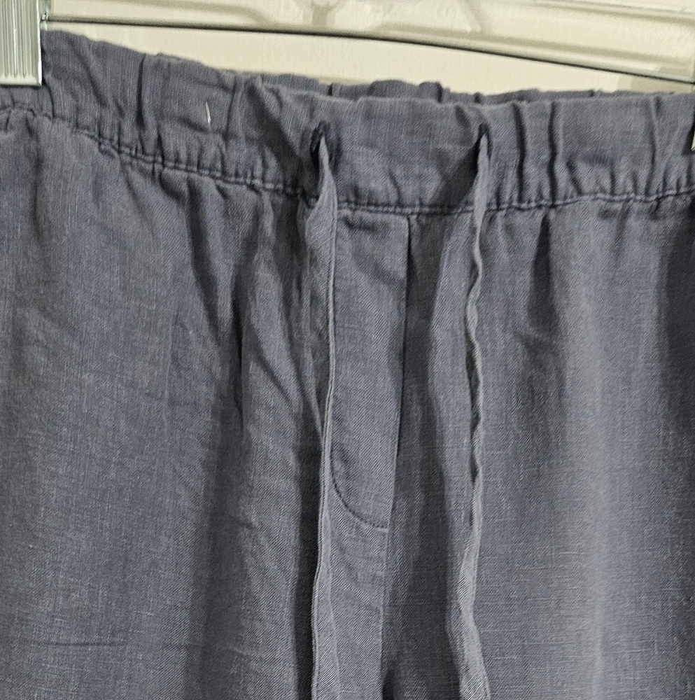 Pure Jill Garment Dyed Linen Crop Pants Women Medium Blue Minimalist - Picture 3 of 7